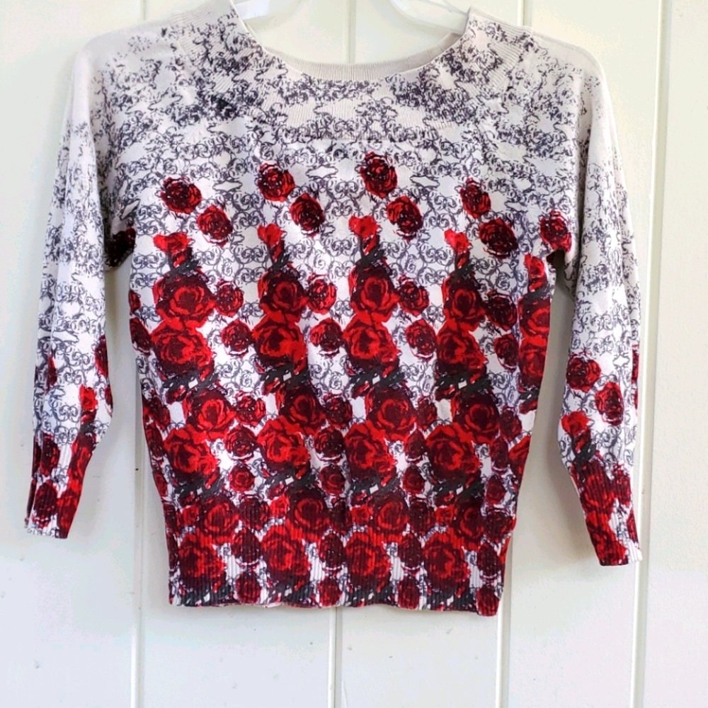 Forever 21 rose patterned sweater crop top